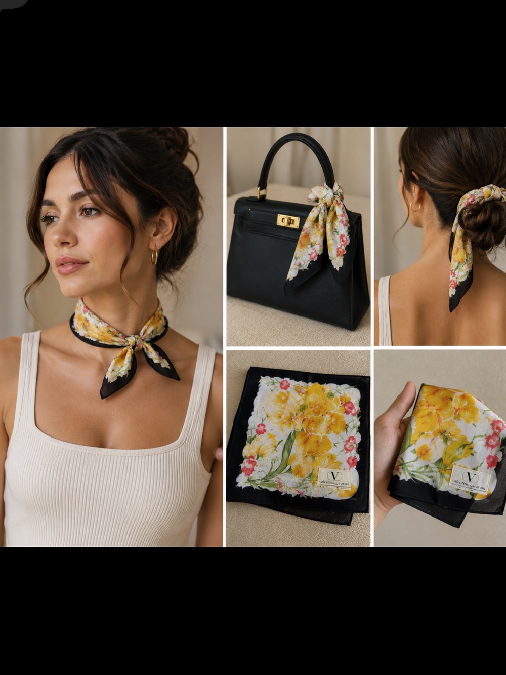 Valentino Garavani Floral Cotton neckerchief, bag or hair accessory NWT - Picture 2 of 7